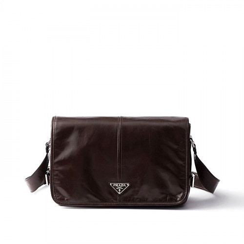 PRADA 레더 숄더백 - 다크브라운