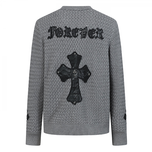 Chrome heart 와펜 레더 크로스 니트 가디건