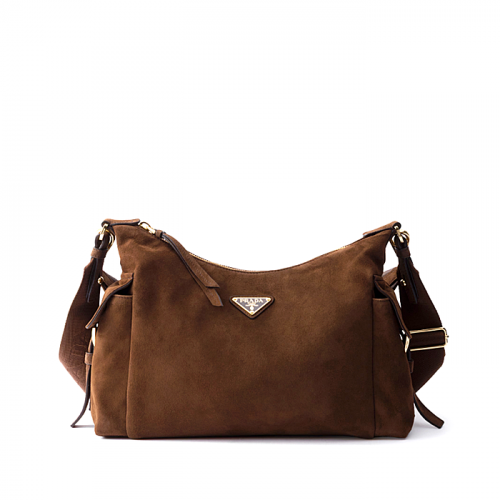 PRADA 익스플로어 라지 스웨이드 핸드백 - 코코아브라운