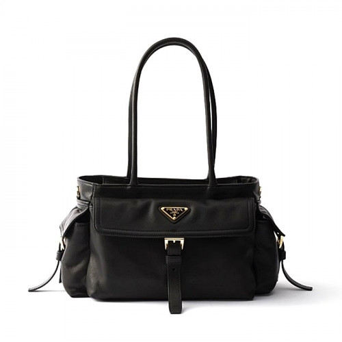 PRADA 익스플로어 미디엄 나파 레더 토트백 - 블랙