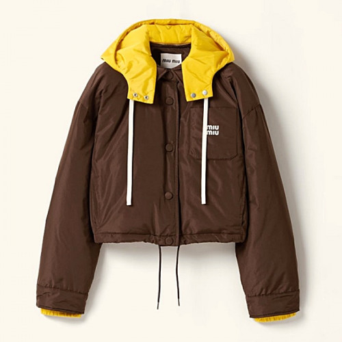 미우 MIUMIU 테크니컬 퐁제 다운 후디 재킷