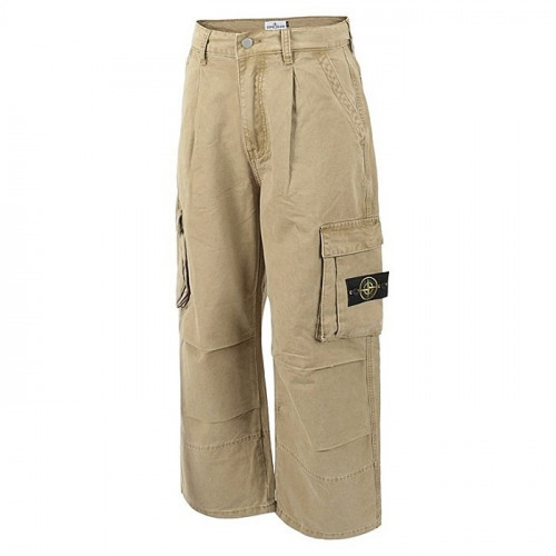 STONE ISLAND 워시드 코튼 카고와이드 팬츠