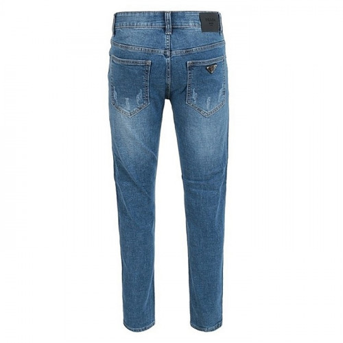 PRADA 중청 스크래치 워싱 슬림팬츠