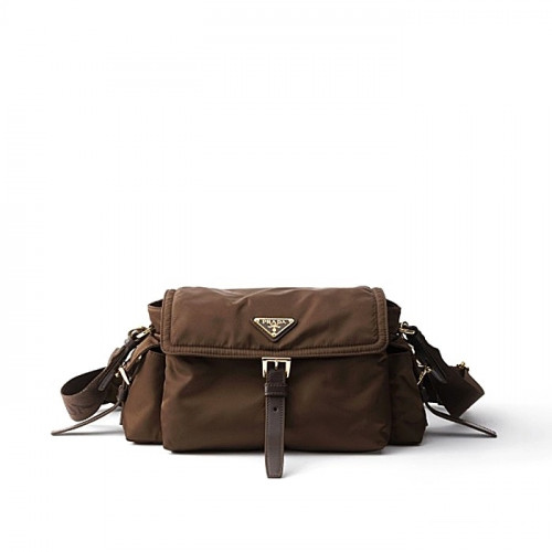 PRADA 익스플로어 미디엄 Re-Nylon 숄더백 - 시에나