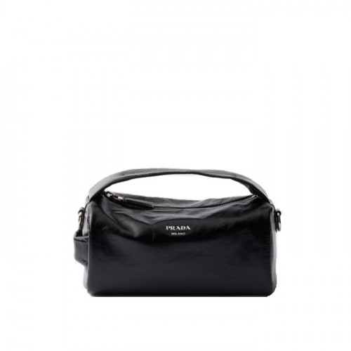 PRADA 레더 스몰 핸들 숄더백 - 블랙
