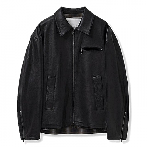 WOOYOUNGMI 레이어 플란넬 레더자켓