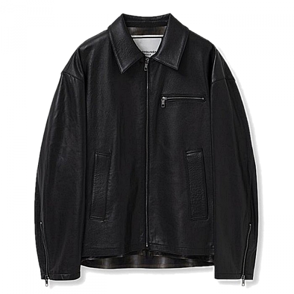 WOOYOUNGMI 레이어 플란넬 레더자켓