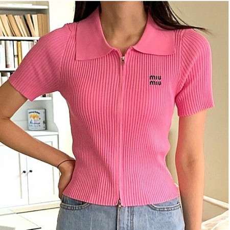 MIUMIU 반팔카라 니트 집업