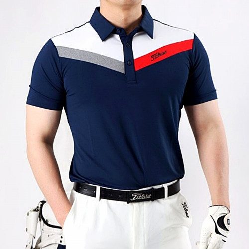 타이틀리*트 2도 브이배색 스판 카라반팔