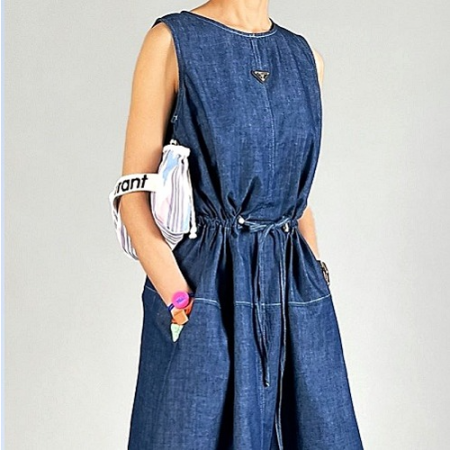PRADA 리넨 데님 원피스