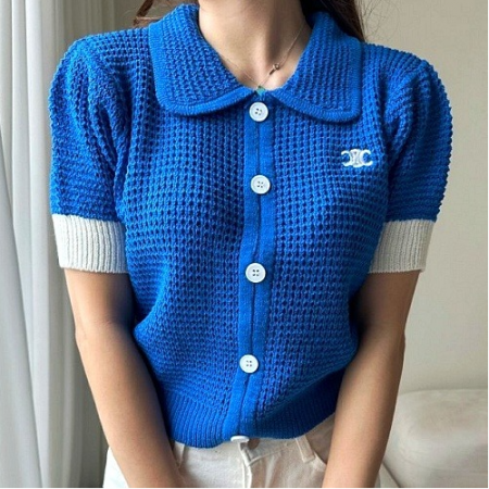 셀*느 CELINE 포인트 반팔 가디건