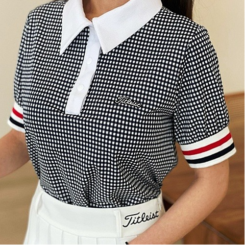 타이틀리*트 잔체크 배색 카라