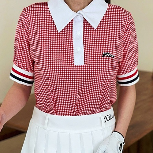 타이틀리*트 잔체크 배색 카라