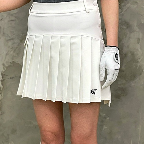 P*G 포켓 플리츠 스커트 - 화이트