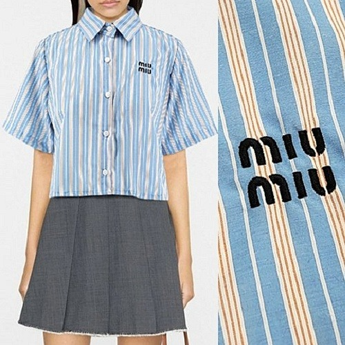 MIUMIU 크롭 반팔 셔츠