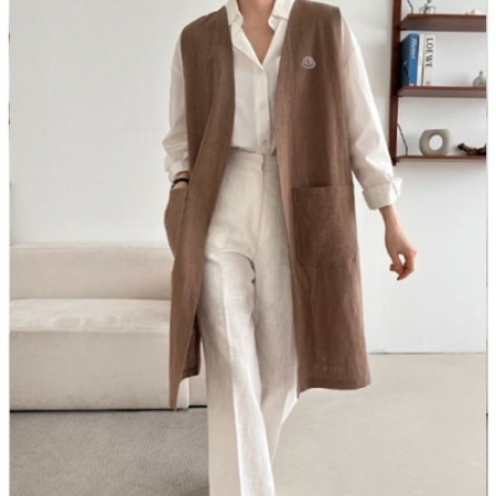 몽클*어 린넨 롱 베스트