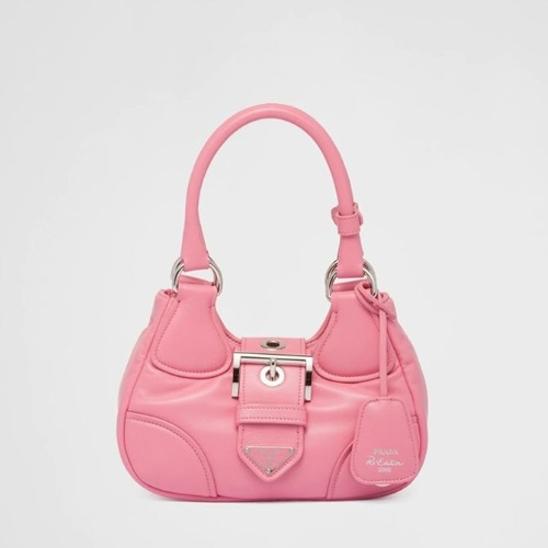 프라다 문 패딩 나파 가죽 핸드백 핑크