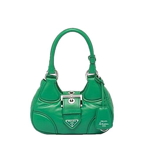 프라다 문 패딩 나파 가죽 핸드백 그린