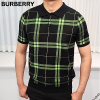 버*리 타탄체크 반팔 카라 니트