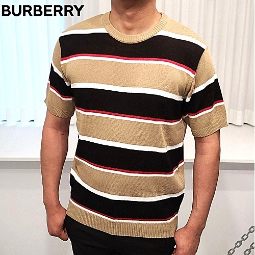 버*리 단가라 라인 반팔 니트