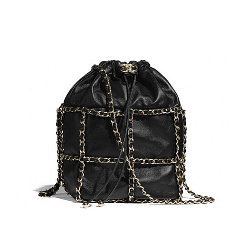 CHANEL 샤넬 골드 메탈 드로스트링 핸드백