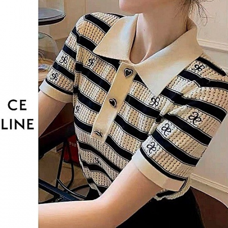 셀*느 허쉬 하트 스트라이프 니트