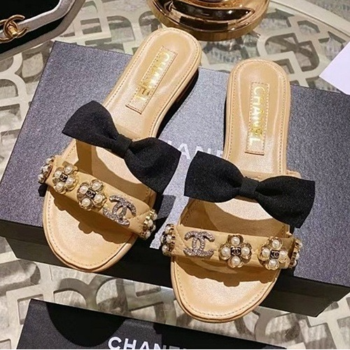 CHANEL 리본 슬리퍼 - 베이지