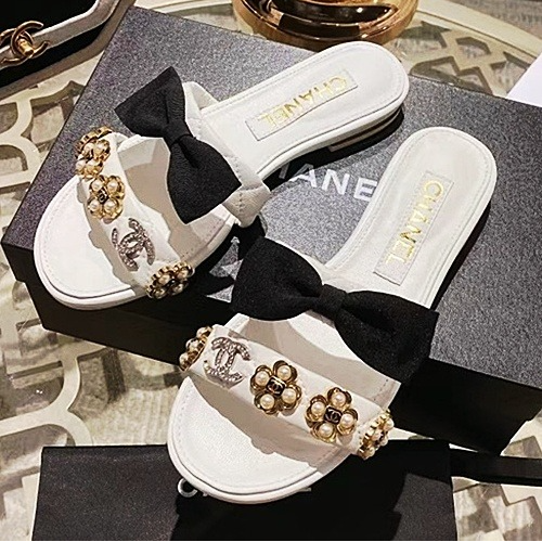 CHANEL 리본 슬리퍼 - 아이보리