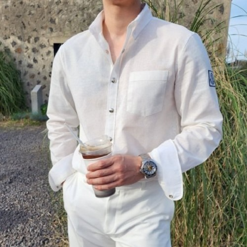 몽클*어 감마블루 린넨셔츠