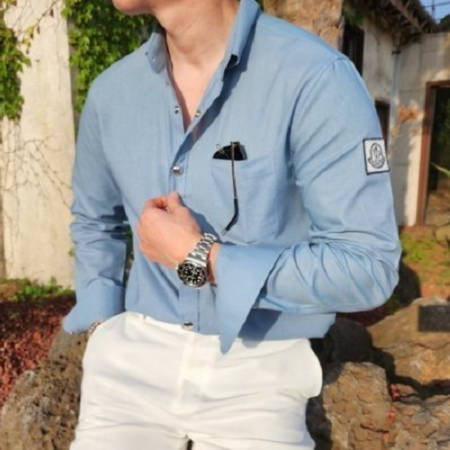 몽클*어 감마블루 린넨셔츠