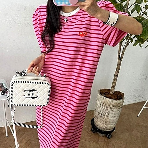 꼼데가*송 단가라 퍼프 원피스