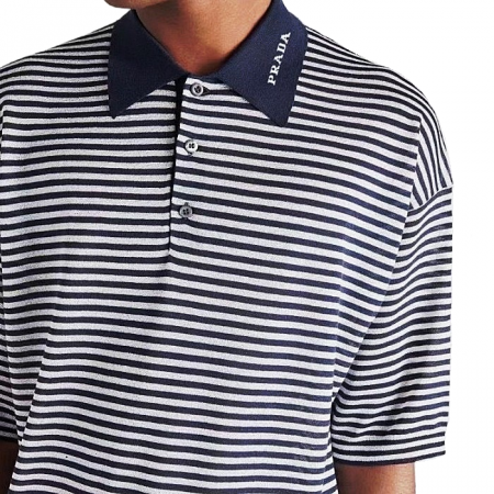 PRADA 스트라이프드 폴로 숏슬리브