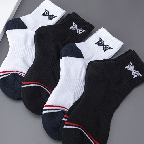 P*G 로고 자수 삼선 반목양말