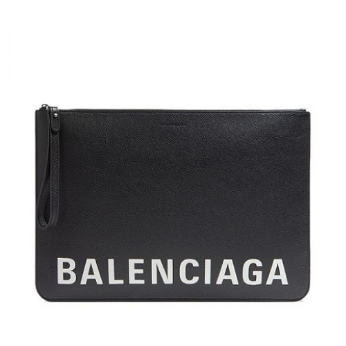 발렌시*가 로고 핸들 실버 지퍼 라지 클러치