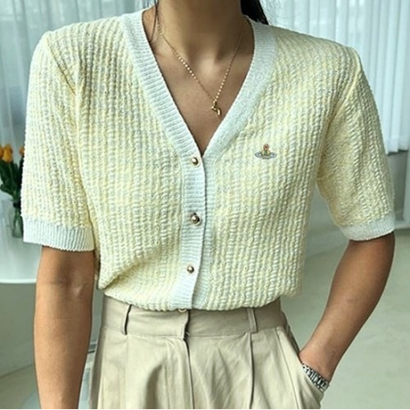 비비안 코튼 트위드 가디건