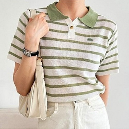 라코스테 마카롱 배색 카라반팔