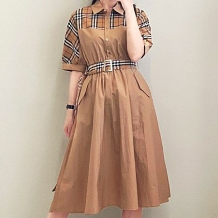BURBER*Y 빈티지 체크 루즈핏원피스