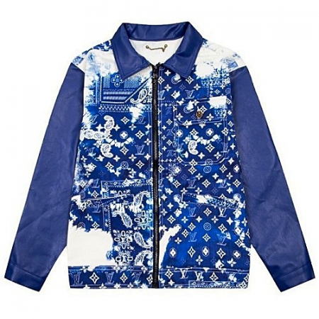 LOUIS VUITTON 페이즐리 모노그램 레더 믹스 자켓