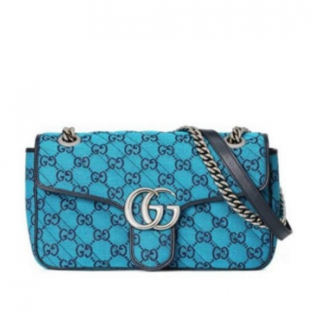 GUCCI 마몽 GG 멀티컬러 스몰 숄더백 - 블루
