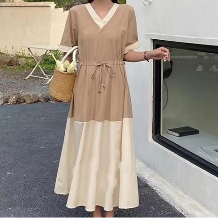 셀*느 V 배색 원피스