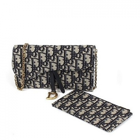 DIOR 오블리크 새들 월렛 체인