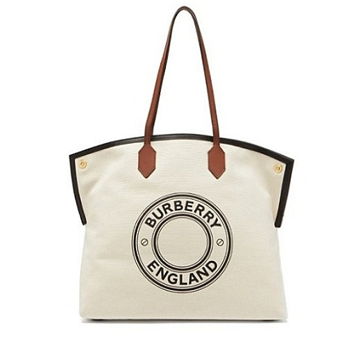 버*리 소사이어티 미디엄 프린트 캔버스 토트백 크