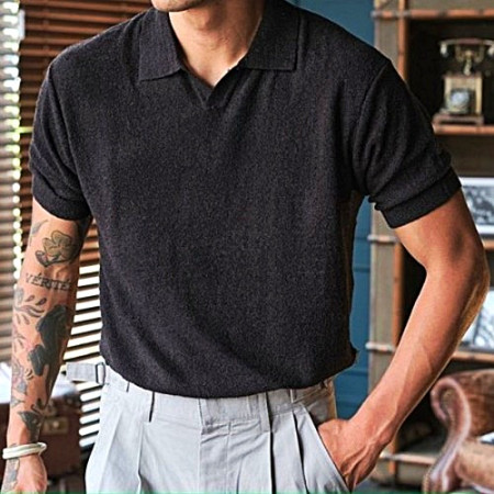 보테가베*타 부클 오픈카라 티셔츠