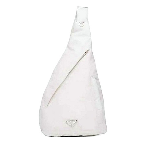 PRADA 리나일론 및 가죽 백팩 화이트