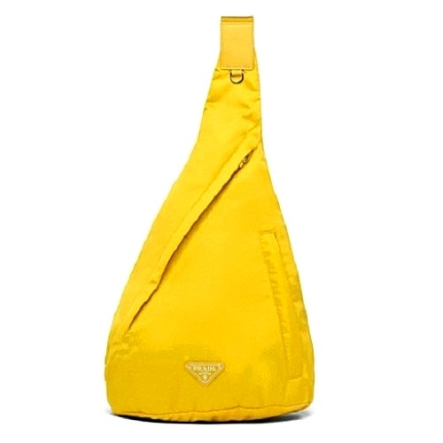 PRADA 리나일론 및 가죽 백팩 옐로우