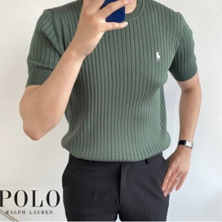 폴* 머슬핏 골지라운드 반팔