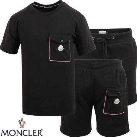 MONCL*R 포켓 패치 반팔 & 반바지 트레이닝 셋트