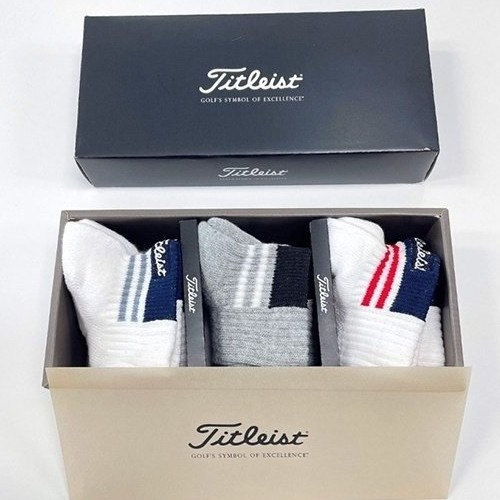 타이틀리*트 라인 삼선 자수 양말 (3족 셋트)