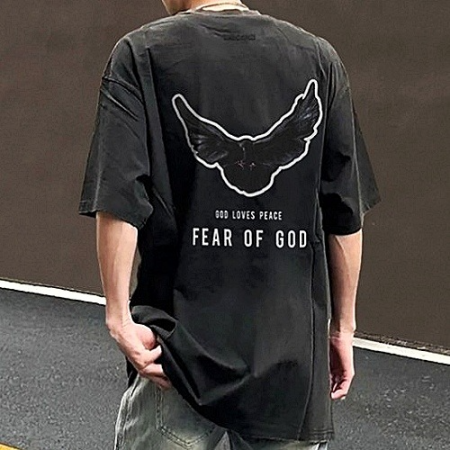 FEAR OF GOD 044 블랙 버드 워싱 반팔