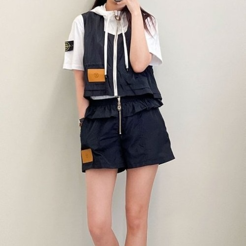 루이*통 레더 패치 윈드브레이커 민소매 셋업